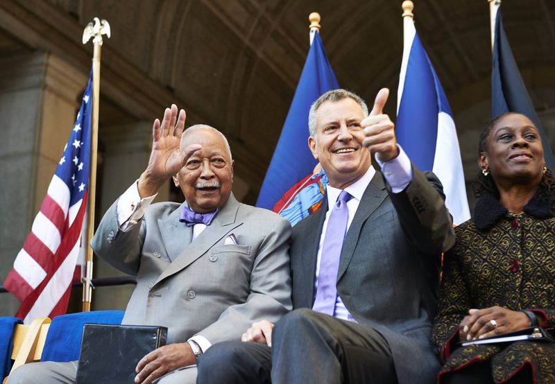 David Dinkins, de Blasio and Chirlane