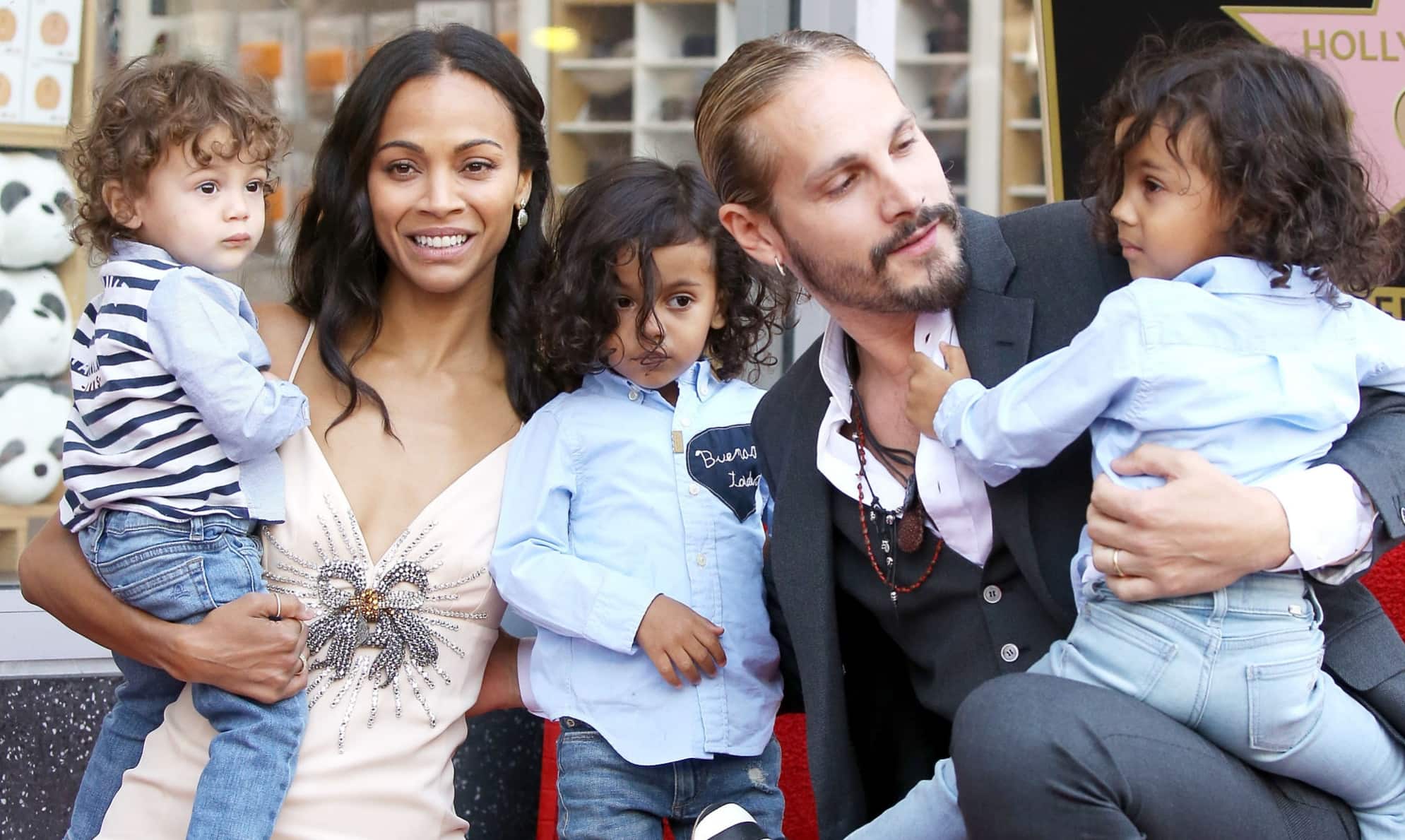 Zoe Saldana, Marco Perego and kids