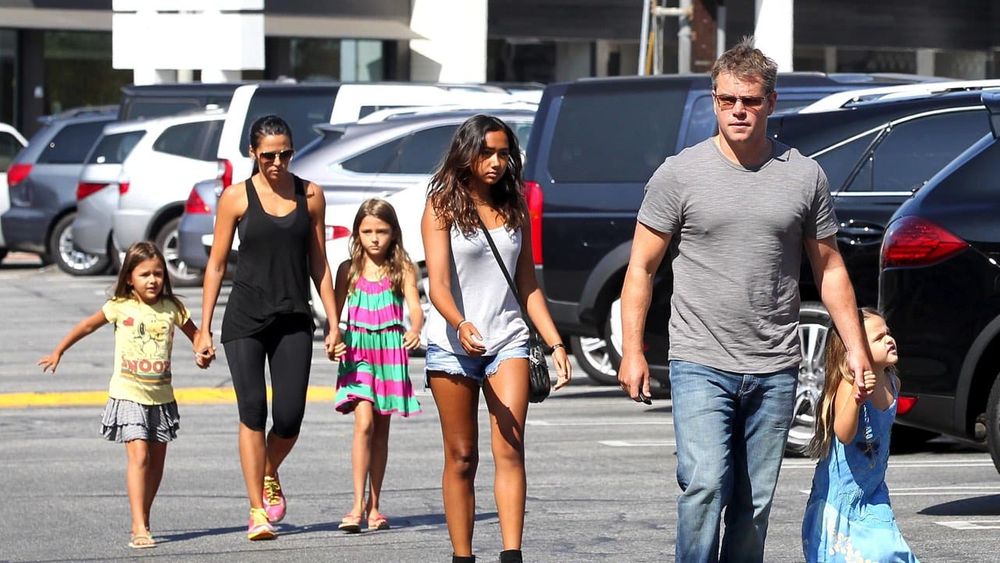 Matt Damon, wife and four daughter 