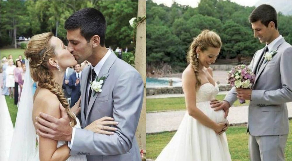 Novak and his wife Jelena wedding