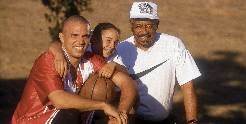 Jason Kidd and his father Steve Kidd with her youger sister Kim